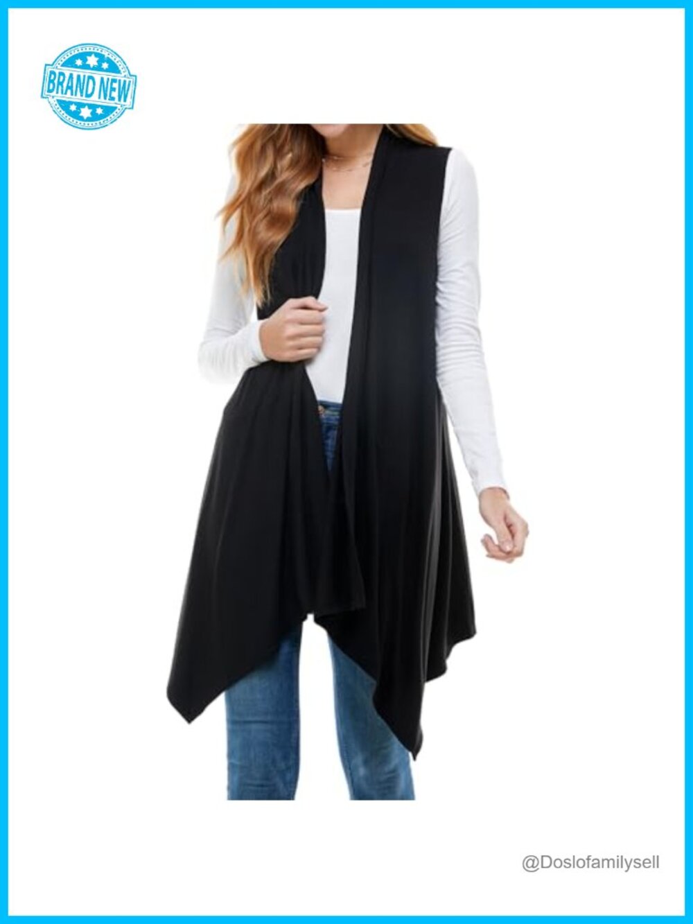 Sleeveless Long Cardigan Vest Open Front Lightweight Duster for Women
